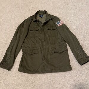 Polo Ralph Lauren Military Field Jacket USA Flag Patch Youth 14-16 Women’s Small
